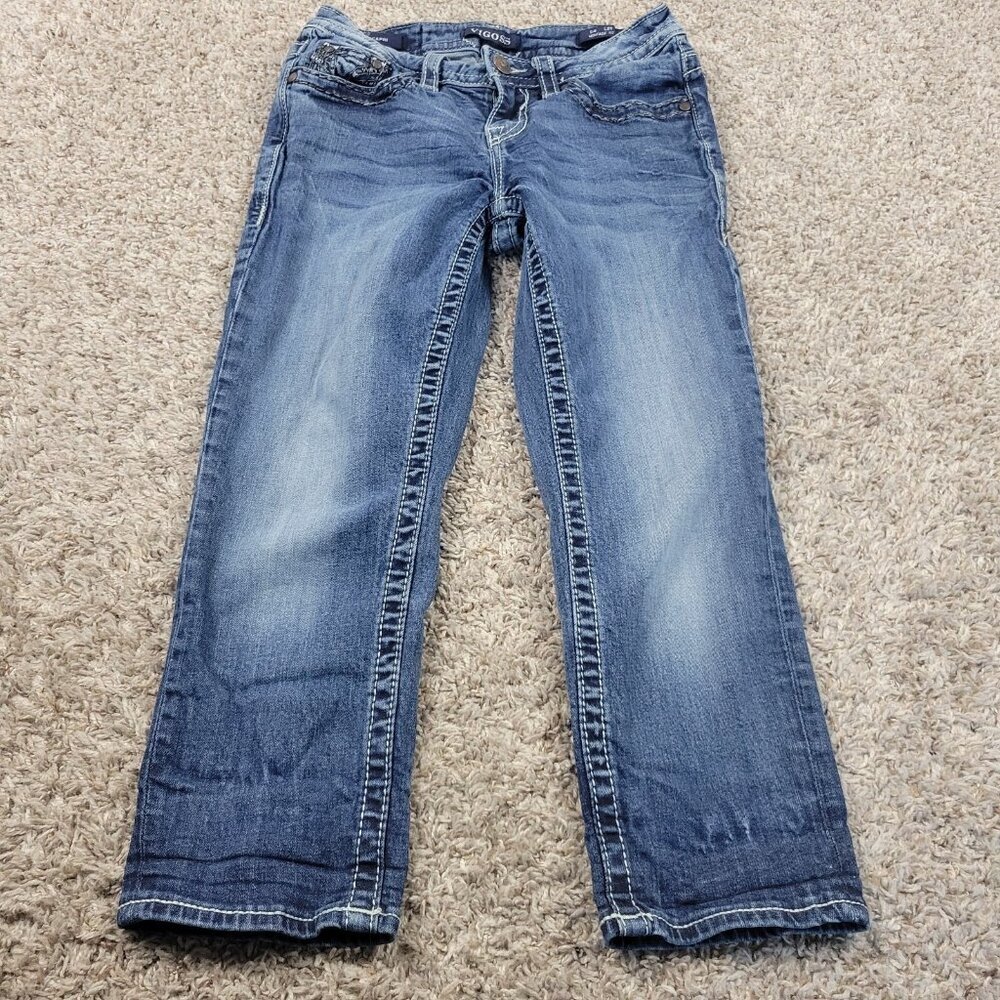 Vigoss Capri Jeans Womens 4 Dark Wash Embellished Denim Heritage Fit Dark Wash